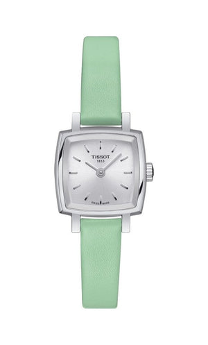 Tissot T Lady Lovely Square Silver Dial Light Green Leather Strap Watch for Women - T058.109.16.031.01 Buy Now By Tissot