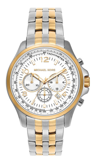Michael Kors Pilot Multifunction Chronograph White Dial Two Tone Steel Strap Watch for Men - MK9126 Buy Now By Michael Kors
