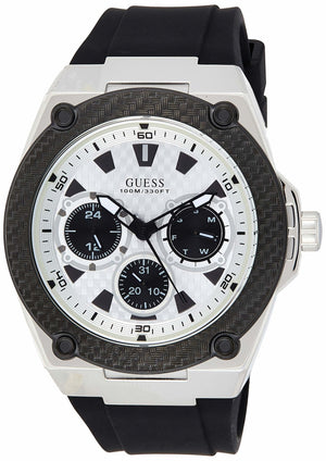Guess Legacy White Dial Black Rubber Strap Watch For Men - W1049G3 Buy Now By Guess