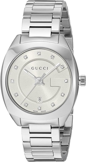 Gucci G Frame Quartz Diamonds Silver Dial Silver Steel Strap Watch For Women - YA142504 Buy Now By Gucci