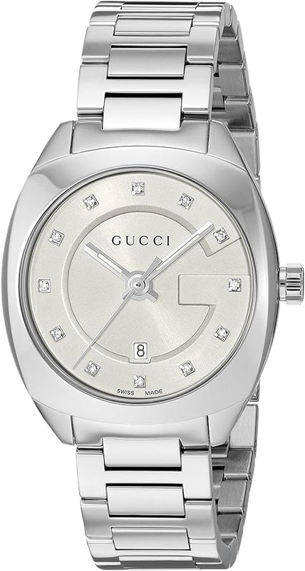 Gucci G Frame Quartz Diamonds Silver Dial Silver Steel Strap Watch For Women - YA142504 Buy Now By Gucci