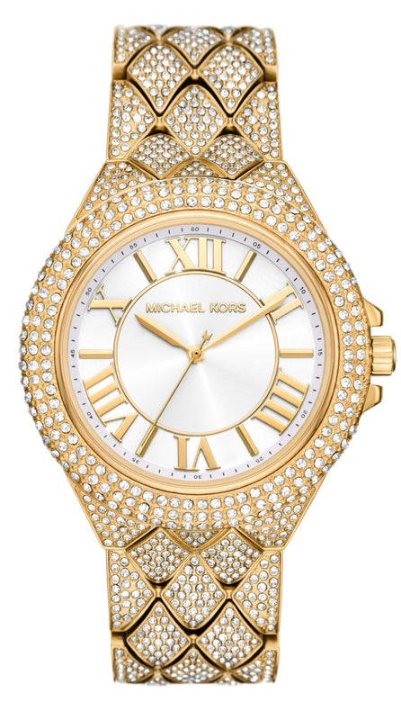 Michael Kors Camille Three-Hand Crystals White Dial Gold Steel Strap Watch for Women - MK4800 Buy Now By Michael Kors