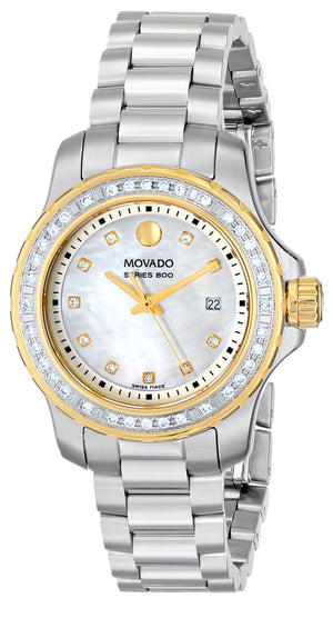 Movado Series 800 29mm Diamonds Mother of Pearl Dial Silver Steel Strap Watch For Women - 2600121 Buy Now By Movado