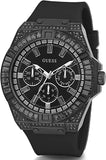 Guess Zeus Multifunction Crystals Black Dial Black Silicone Strap Watch For Men - GW0208G5 Buy Now By Guess
