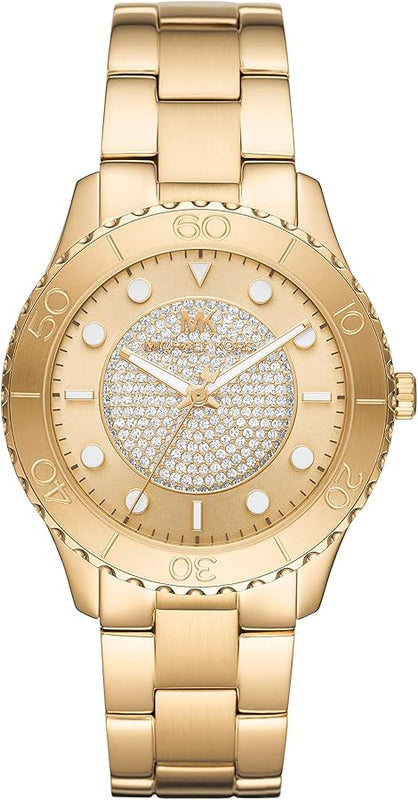 Michael Kors Runway Three-Hand Gold Dial Gold Steel Strap Watch For Women - MK6911 Buy Now By Michael Kors