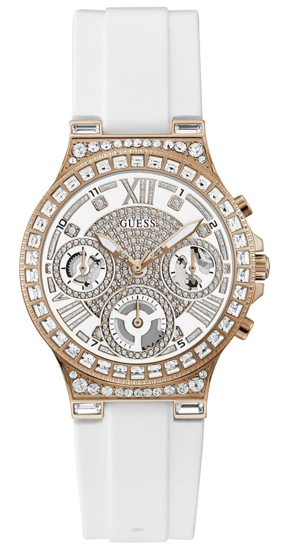 Guess Moonlight Diamonds White Dial White Rubber Strap Watch for Women - GW0257L2 Buy Now By Guess