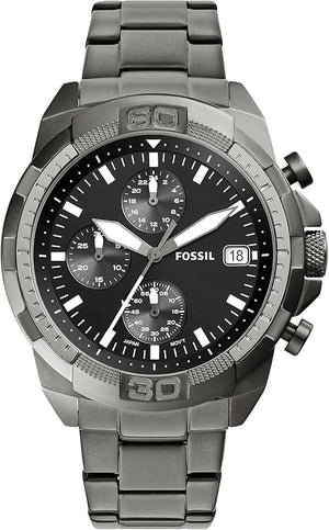 Fossil Bronson Chronograph Black Dial Grey Steel Strap Watch for Men - FS5852 Buy Now By Fossil
