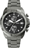 Fossil Bronson Chronograph Black Dial Grey Steel Strap Watch for Men - FS5852 Buy Now By Fossil