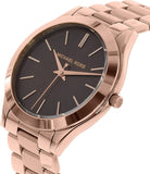 Michael Kors Slim Runway Brown Dial Rose Gold Stainless Steel Strap Watch for Women - MK3181 Buy Now By Michael Kors