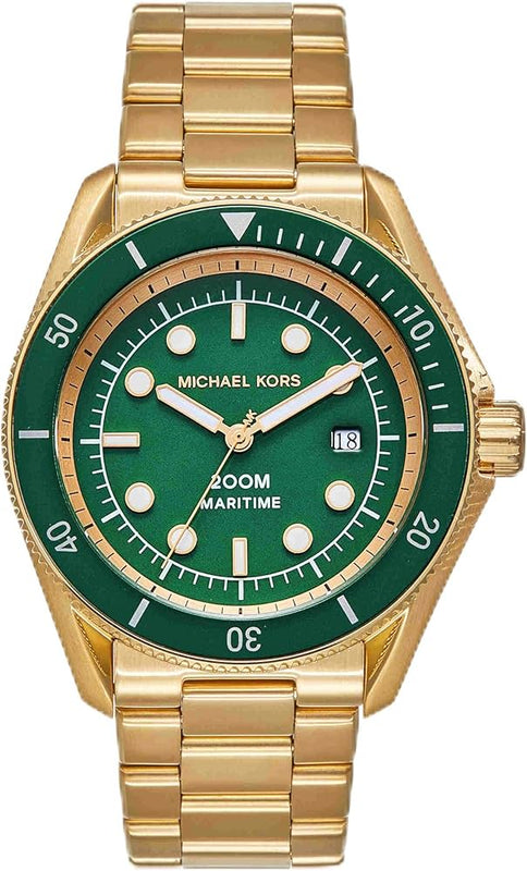 Michael Kors Maritime Analog Green Dial Gold Steel Strap Watch for Men - MK9162 Buy Now By Michael Kors