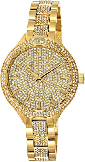 Michael Kors Slim Runway Crystals Gold Dial Gold Steel Strap Watch for Women - MK3632 Buy Now By Michael Kors