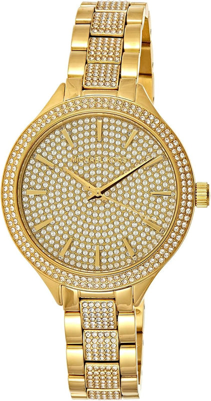 Michael Kors Slim Runway Crystals Gold Dial Gold Steel Strap Watch for Women - MK3632 Buy Now By Michael Kors