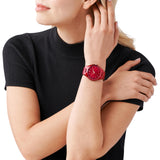 Michael Kors Slim Runway Red Dial Red Steel Strap Watch For Women - MK3895 Buy Now By Michael Kors