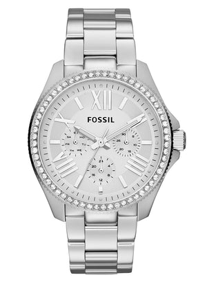 Fossil Cecile Chronograph Silver Dial Silver Steel Strap Watch for Women - AM4481 Buy Now By Fossil