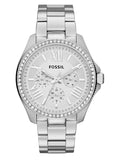 Fossil Cecile Chronograph Silver Dial Silver Steel Strap Watch for Women - AM4481 Buy Now By Fossil