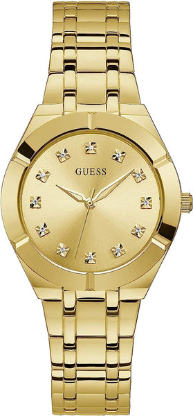 Guess Crystalline Diamonds Gold Dial Gold Steel Strap Watch for Women - GW0114L2 Buy Now By Guess