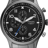 Fossil Retro Pilot Chronograph Black Dial Grey Steel Strap Watch for Men - FS5834 Buy Now By Fossil