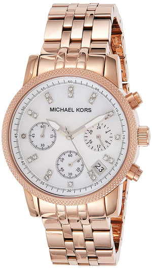 Michael Kors Damen White Dial Rose Gold Steel Strap Watch for Women - MK5026 Buy Now By Michael Kors