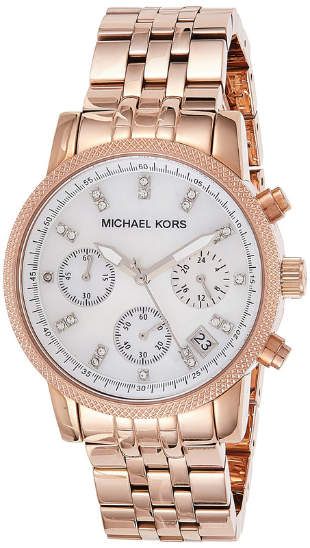 Michael Kors Damen White Dial Rose Gold Steel Strap Watch for Women - MK5026 Buy Now By Michael Kors