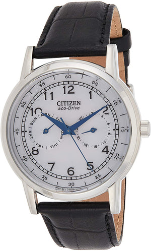 Citizen Eco Drive Silver Dial Black Leather Strap Watch For Men - AO9000-06B Buy Now By Citizen