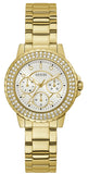 Guess Crown Jewel Diamonds White Dial Gold Steel Strap Watch for Women - GW0410L2 Buy Now By Guess