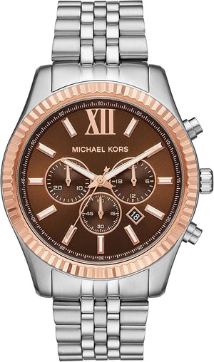 Michael Kors Lexington Chronograph Brown Dial Silver Steel Strap Watch For Men - MK8732 Buy Now By Michael Kors