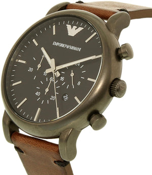 Emporio Armani Classic Chronograph Black Dial Brown Leather Strap Watch For Men - AR1919 Buy Now By Emporio Armani