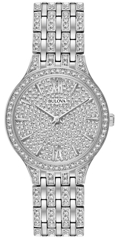 Bulova Crystal Collection Silver Dial Silver Steel Strap Watch for Women - 96L243 Buy Now By Bulova
