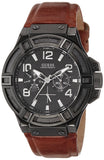 Guess Rigor Analog Black Dial Brown Leather Strap Watch For Men - W0040G8 Buy Now By Guess