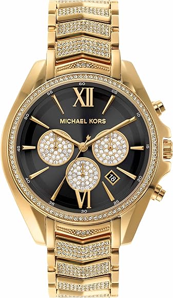 Michael Kors Whitney Chronograph Black Dial Gold Steel Strap Watch for Women - MK7224 Buy Now By Michael Kors