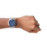 Fossil Garrett Chronograph Blue Dial Silver Steel Strap Watch for Men - FS5623 Buy Now By Fossil