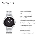 Movado Esperanza 39mm Black Dial Silver Steel Strap Watch For Men - 0607057 Buy Now By Movado