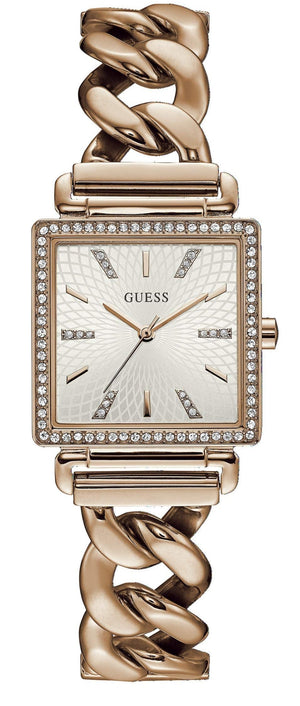 Guess Vanity Diamonds Silver Dial Gold Steel Strap Watch for Women - W1030L4 Buy Now By Guess