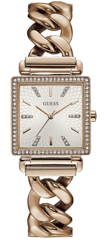 Guess Vanity Diamonds Silver Dial Gold Steel Strap Watch for Women - W1030L4 Buy Now By Guess