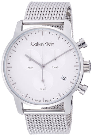 Calvin Klein City Chronograph White Dial Silver Mesh Bracelet Watch for Men - K2G27126 Buy Now By Calvin Klein