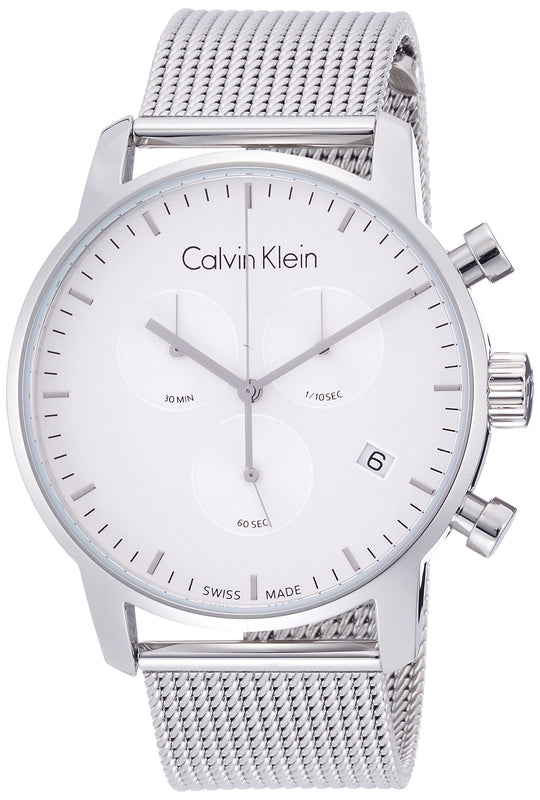 Calvin Klein City Chronograph White Dial Silver Mesh Bracelet Watch for Men - K2G27126 Buy Now By Calvin Klein