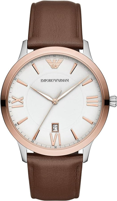Emporio Armani Giovanni Quartz White Dial Brown Leather Strap Watch For Men - AR11211 Buy Now By Emporio Armani