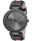 Gucci Interlocking G XL Black Dial Red & Green Leather Strap Watch For Men - YA133206 Buy Now By Gucci