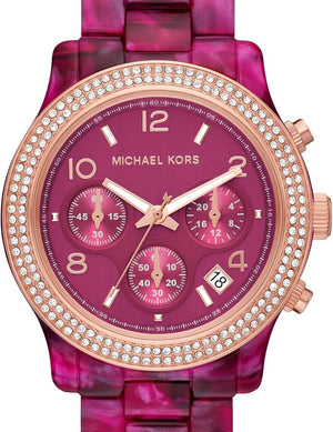 Michael Kors Runway Chronograph Red Dial Red Steel Strap Watch for Women - MK7425 Buy Now By Michael Kors
