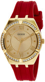 Guess Cosmo Diamonds Gold Dial Red Rubber Strap Watch for Women - GW0034L6 Buy Now By Guess