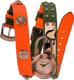 Versace Medusa Lock Icon Quartz Beige Dial Green Leather Strap Watch for Women - VEDW00519 Buy Now By Versace