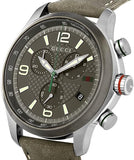 Gucci G Timeless Chronograph Grey Dial Grey Leather Strap Watch For Men - YA126242 Buy Now By Gucci