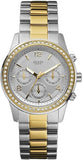 Guess Mini Spectrum Analog Silver Dial Two Tone Steel Strap Watch For Women - W0122L2 Buy Now By Guess