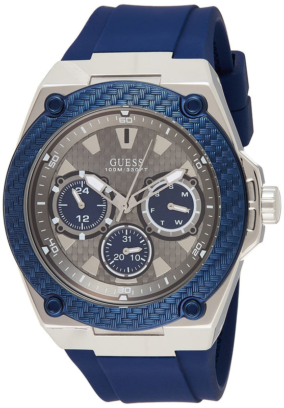 Guess Legacy Grey Dial Blue Silicone Strap Watch For Men - W1049G1 Buy Now By Guess