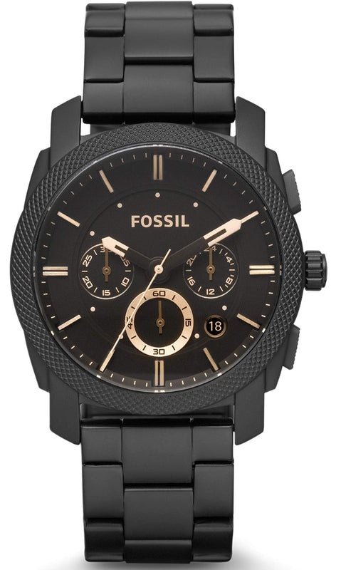 Fossil Machine Chronograph Black Dial Black Steel Strap Watch for Men - FS4682 Buy Now By Fossil