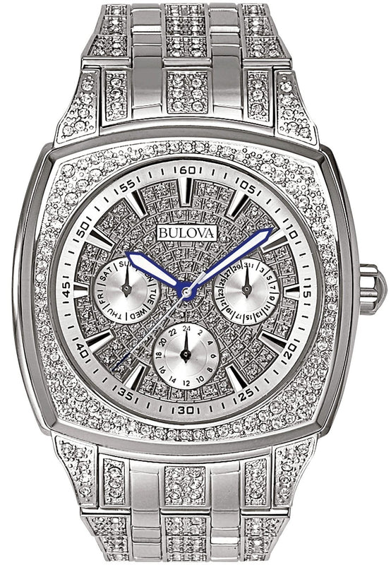 Bulova Crystal Collection Phantom Silver Dial Silver Steel Strap Watch for Men - 96C002 Buy Now By Bulova