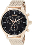 Hugo Boss Companion Chronograph Black Dial Rose Gold Steel Strap Watch For Men - 1513548 Buy Now By Hugo Boss