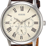 Guess Wafer Quartz White Dial Brown Leather Strap Watch For Men - W70016G2 Buy Now By Guess