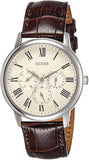 Guess Wafer Quartz White Dial Brown Leather Strap Watch For Men - W70016G2 Buy Now By Guess