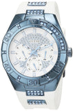 Guess Luna Diamonds White Dial White Rubber Strap Watch for Women - W0653L2 Buy Now By Guess
